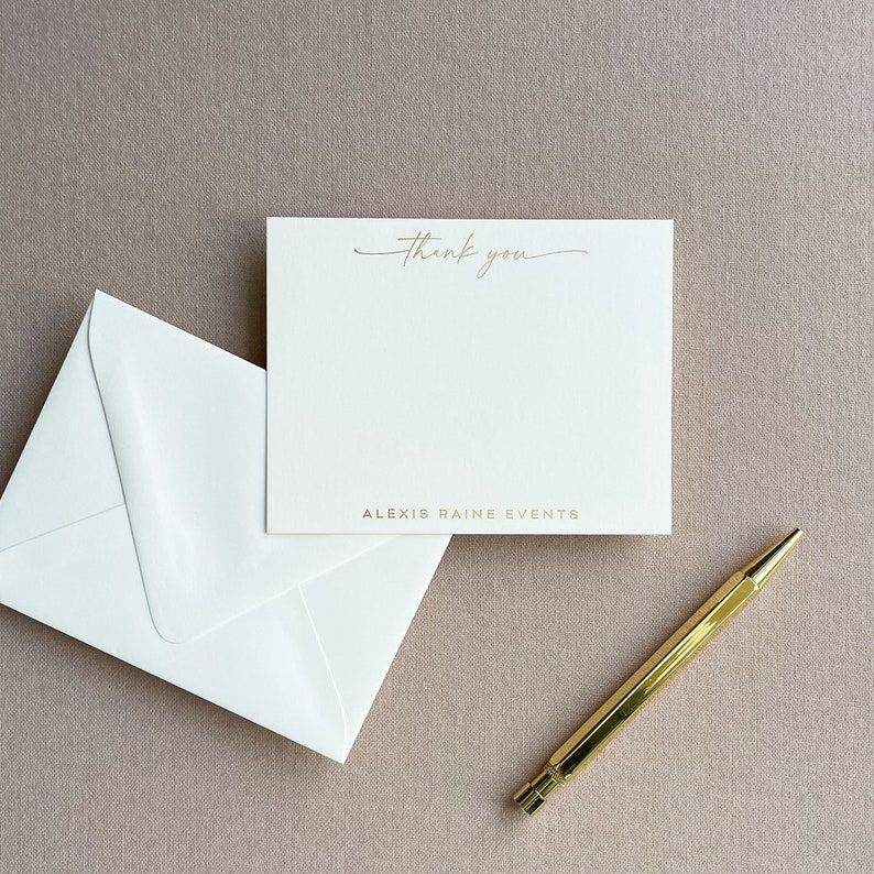 Custom Business Thank You Card, Personalized Corporate Stationery Set, Luxury Gold Foil Thank You Notecard with Business Name & Envelopes image 9