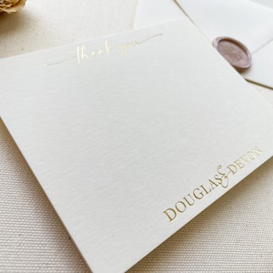 Custom Gold Foil Thank You Note Cards, Wedding Thank You Cards, Personalized Engagement, Business, Personal, Shower Luxury Stationery Set image 2