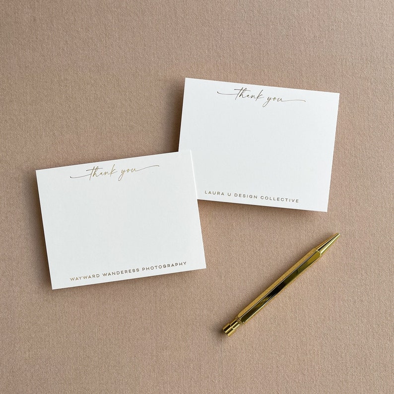 Custom Business Thank You Card, Personalized Corporate Stationery Set, Luxury Gold Foil Thank You Notecard with Business Name & Envelopes image 1