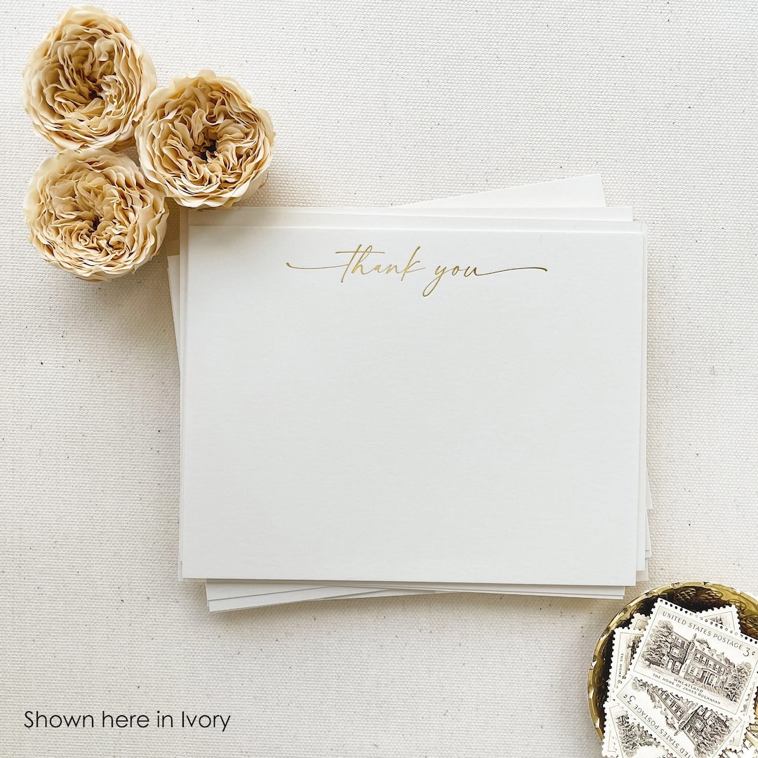 Gold Foil Thank You Card Set, Wedding Thank You Card, Engagement