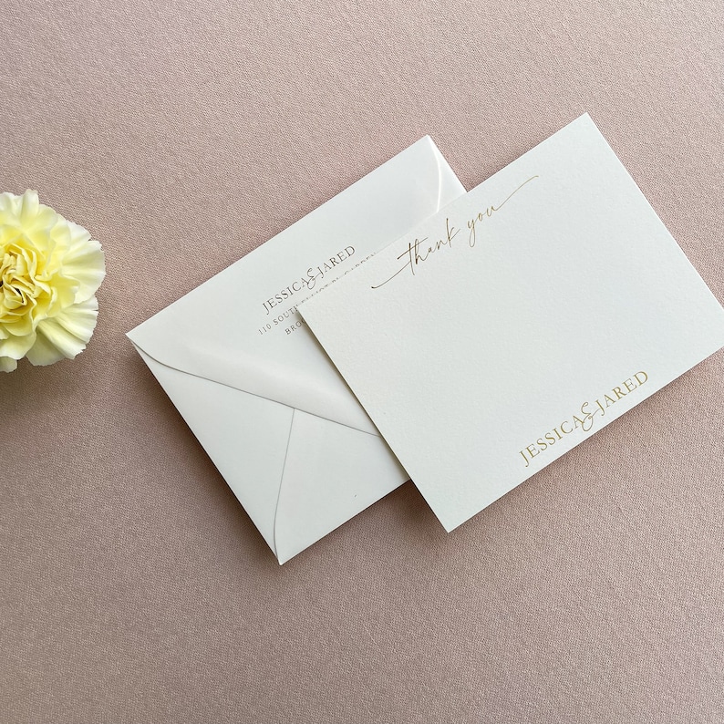 Custom Gold Foil Thank You Note Cards, Wedding Thank You Cards, Personalized Engagement, Business, Personal, Shower Luxury Stationery Set image 10