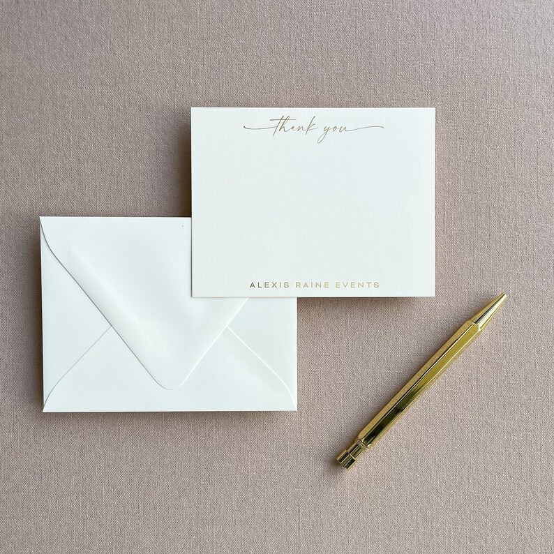 Custom Business Thank You Card, Personalized Corporate Stationery Set, Luxury Gold Foil Thank You Notecard with Business Name & Envelopes image 2