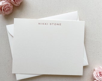 Personalized Stationery Set, Rose Gold Foil Name, Custom Note Card, Modern Personal, Business, Engagement, Wedding, Bridal, Shower Luxe Gift