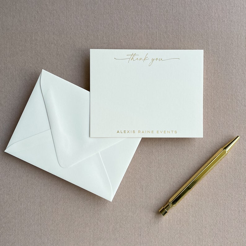 Custom Business Thank You Card, Personalized Corporate Stationery Set, Luxury Gold Foil Thank You Notecard with Business Name & Envelopes image 10