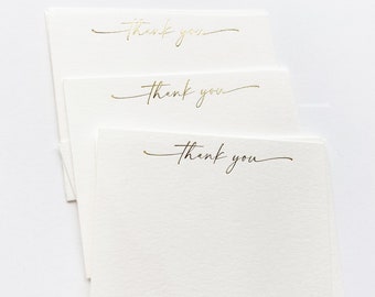 Gold Foil Mini Thank You Enclosure Cards, Set of 10, Optional Envelopes, Small Blank Notes for Wedding, Business, Packaging, Gifts & Events