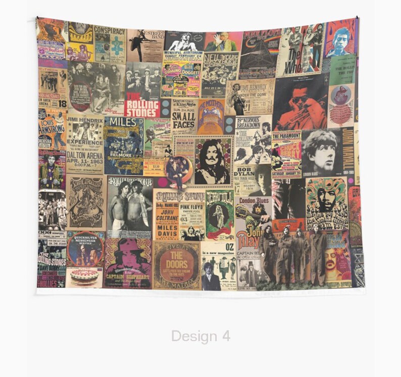 Rock Collage Wall Tapestry Music Tapestries Album Wall Etsy