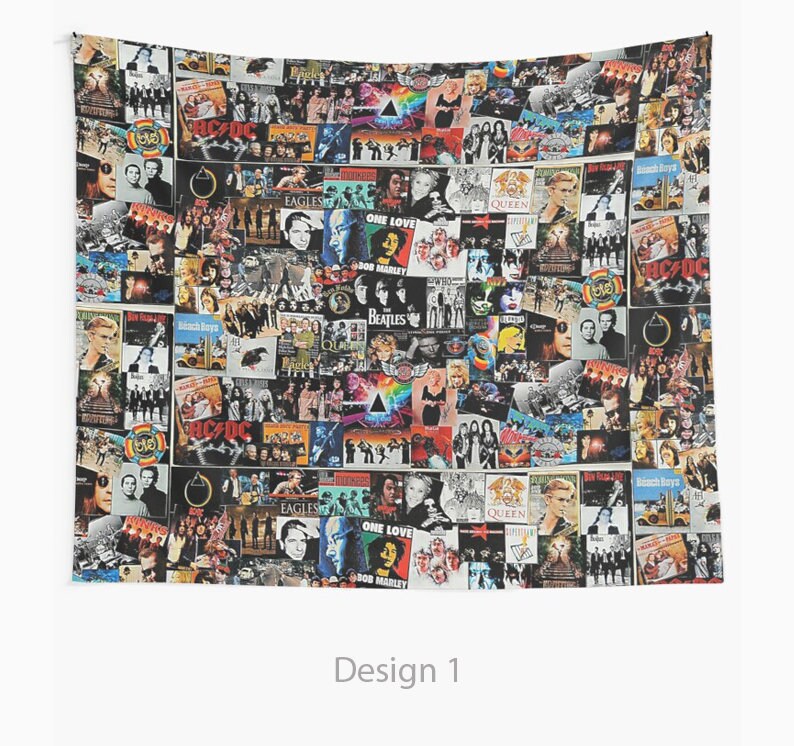 Rock Collage Wall Tapestry Music Tapestries Album Wall Etsy