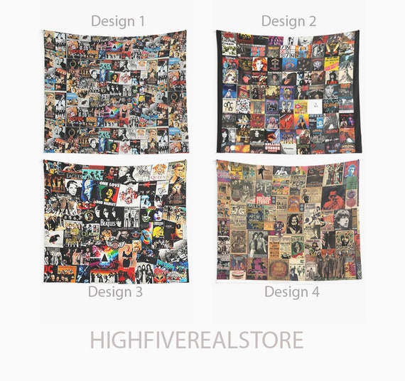 Rock Collage Wall Tapestry Music Tapestries Album Wall Etsy
