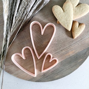 Tall Heart PLA Skinny Heart Cookie Cutter Dough Cutter Pastry Cutter Fondant Cutter Clay Various Sizes Available