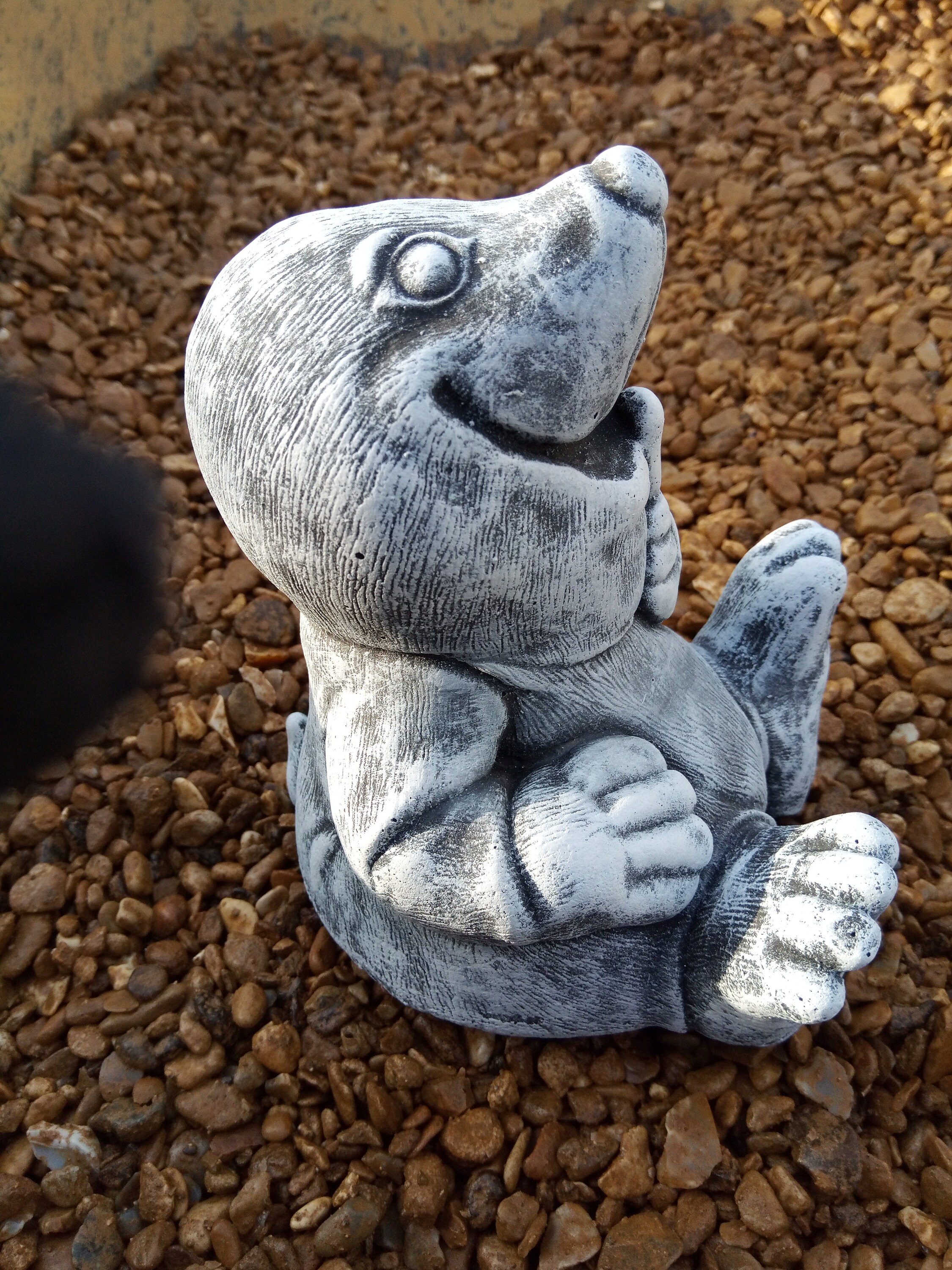 Mole Sitting Smiling & Cute Stone garden Ornament Statue | Etsy