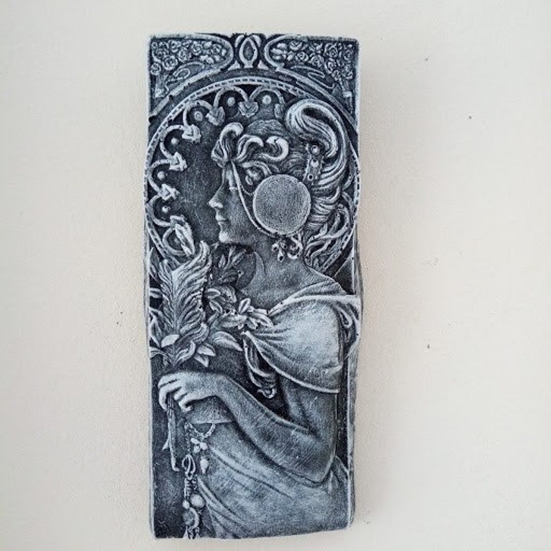 Art Nouveau Stone Garden Wall Plaque Etsy
