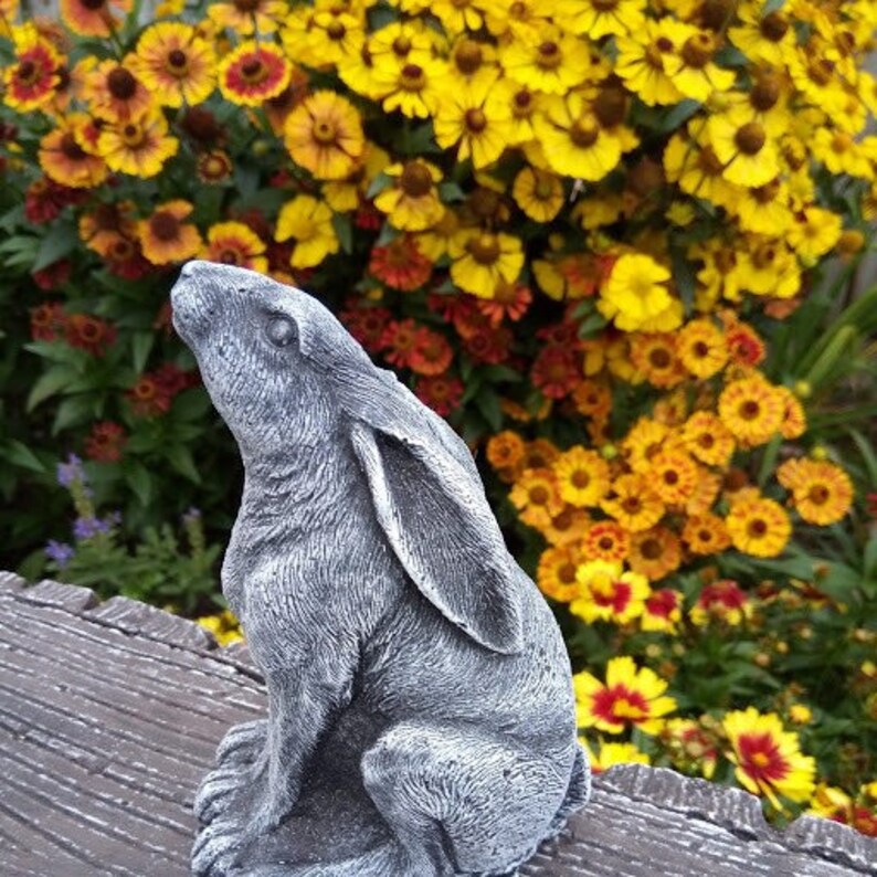Moon Gazing Hare small Stone Garden Ornament | Etsy