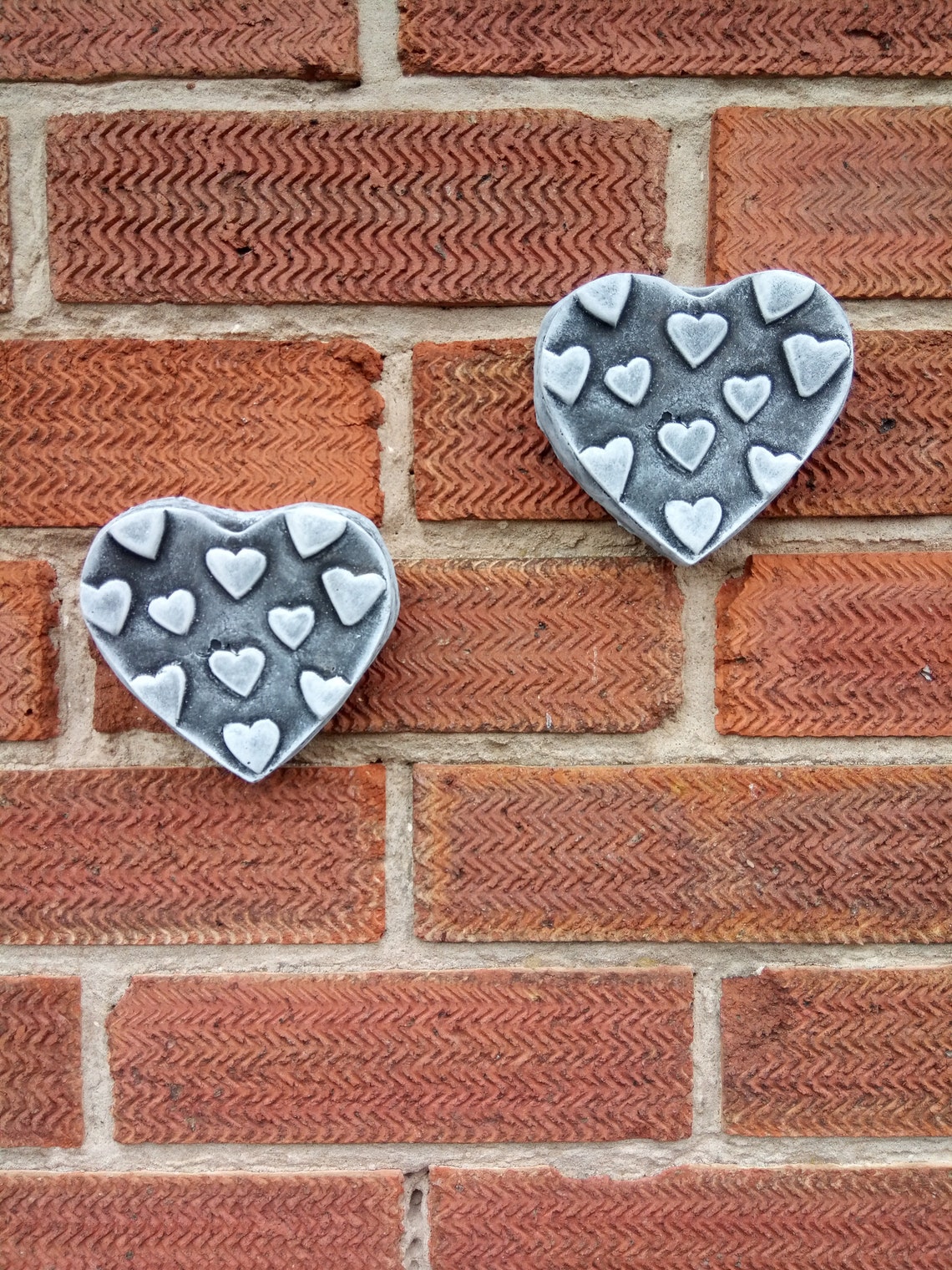 Love Hearts Two x Plaques Quality Stone Garden Wall Plaques Etsy