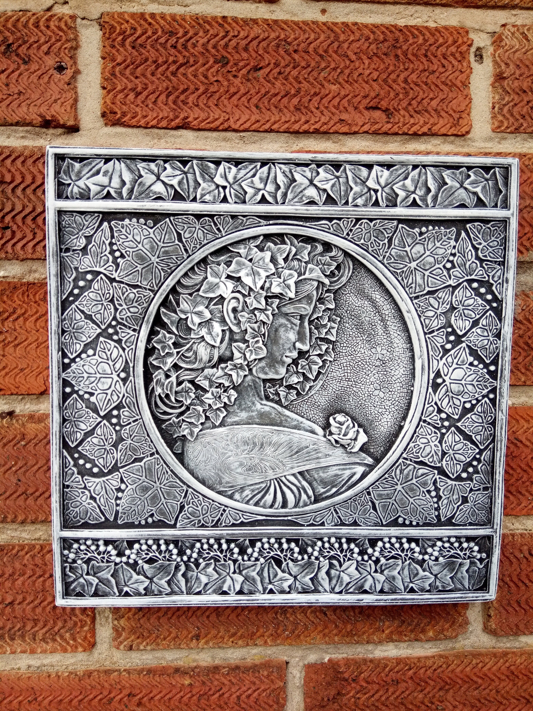 Art Nouveau Art Deco Style Wall Plaque Quality Stone Garden Etsy