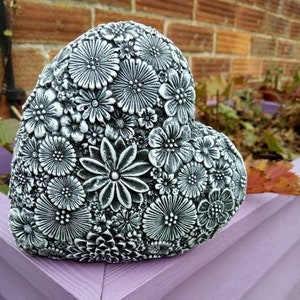 LOVE HEART- FLORAL -Highly Detailed Stone Garden Ornament