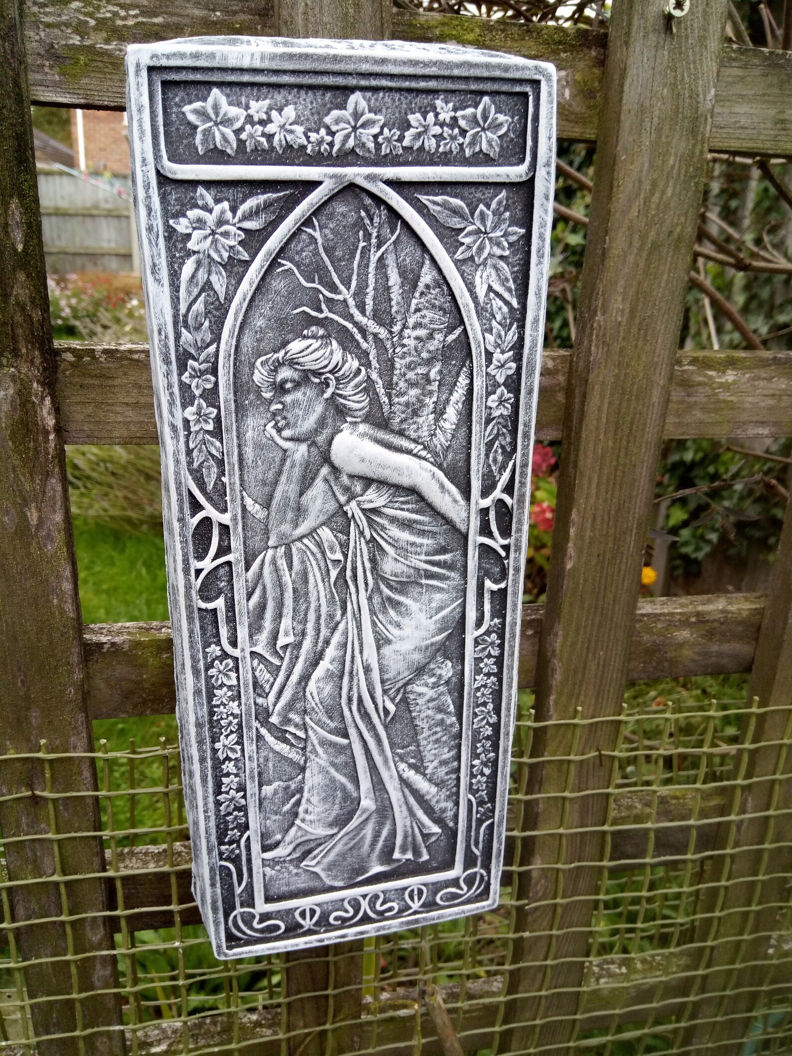 Art Nouveau Style Wall Hanging Plaque Quality Stone Garden Etsy