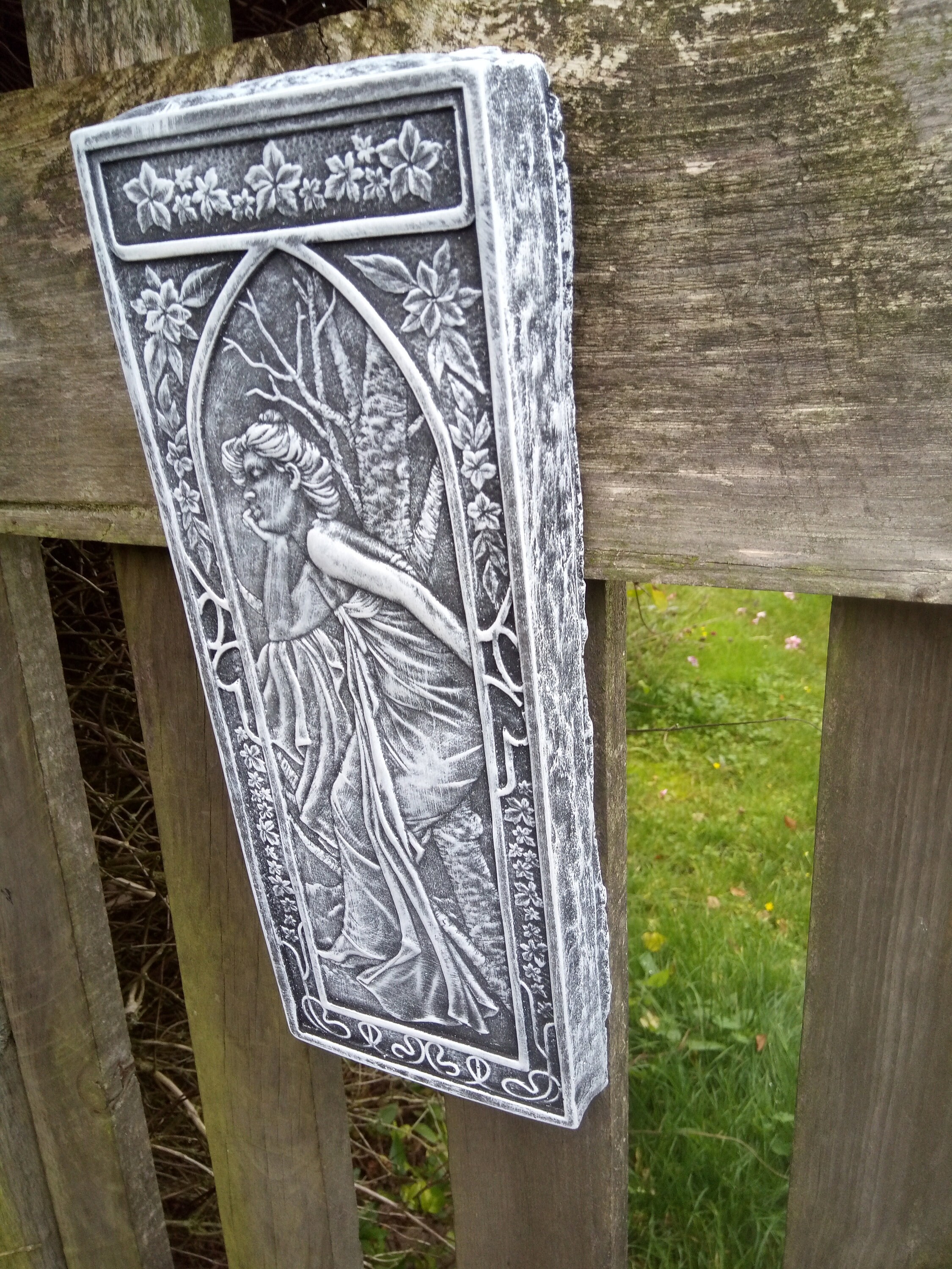 Art Nouveau Style Wall Hanging Plaque Quality Stone Garden Etsy UK