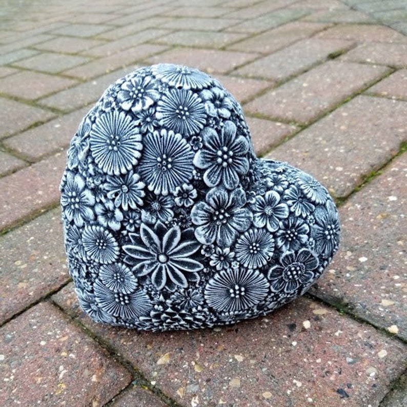 LOVE HEART FLORAL highly Detailed Stone Garden Ornament Etsy UK