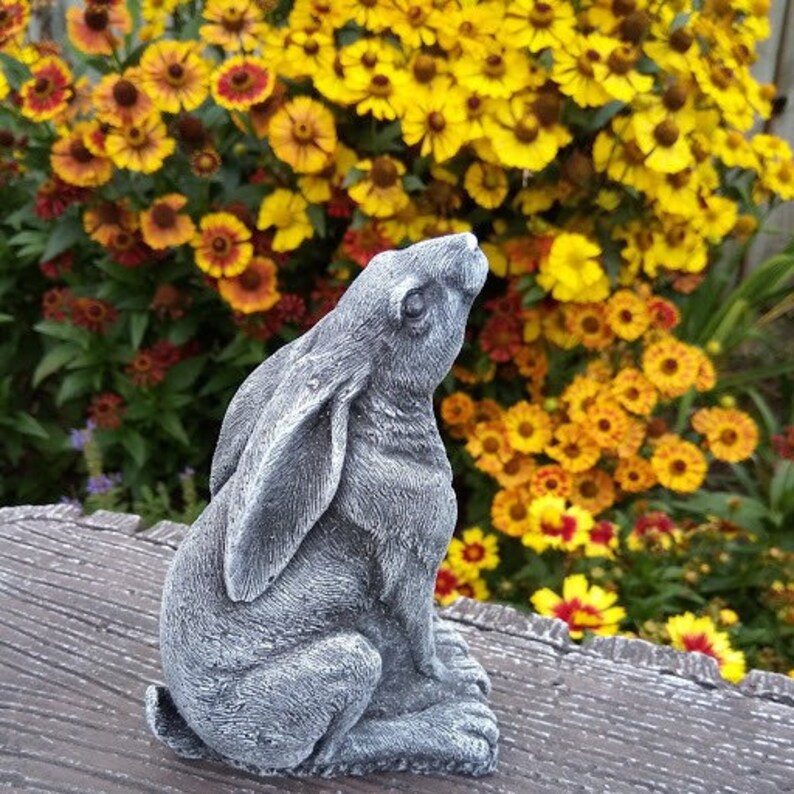 Moon Gazing Hare small Stone Garden Ornament | Etsy