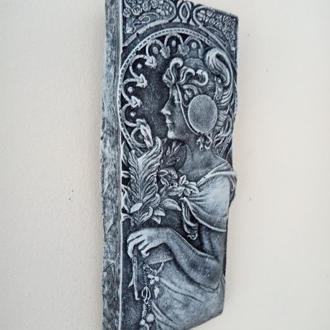 Art Nouveau Stone Garden Wall Plaque Etsy