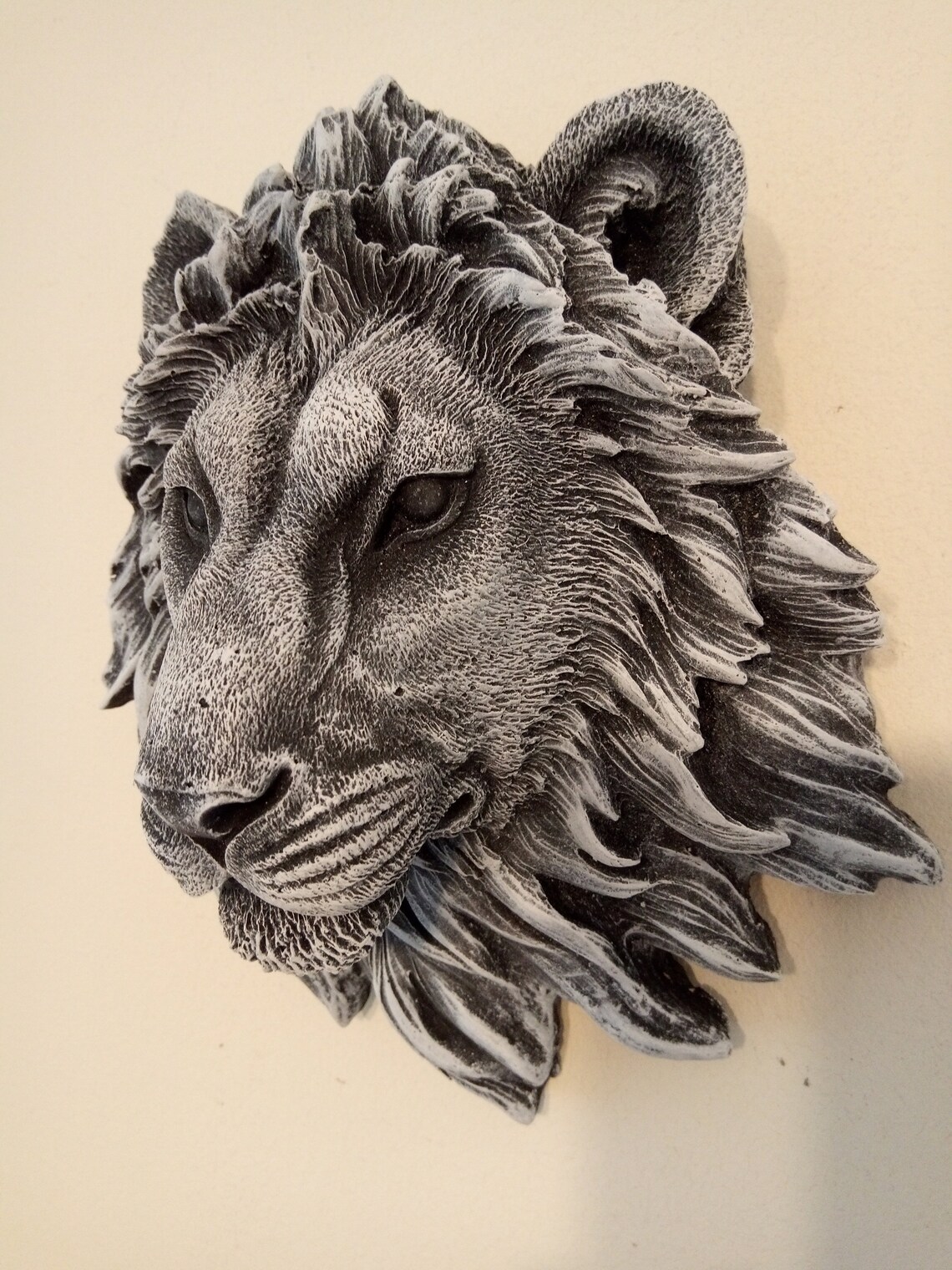 Lion Head Stunning Quality Stone Garden Wall Plaque Etsy UK
