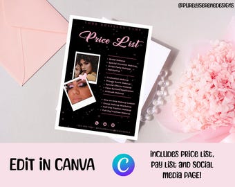 Beauty Salon Price List & Payment QR Sign Template | Scan to Pay Sign | Canva Editable Beauty Business Template