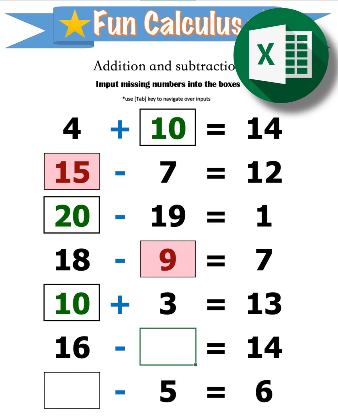 Addition and Subtraction up to 20. Calculus, Math Exercise Workbook ...