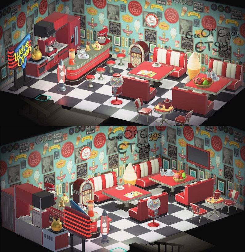 Diner Restaurant Furniture Sets Animal Crossing New Horizons Etsy