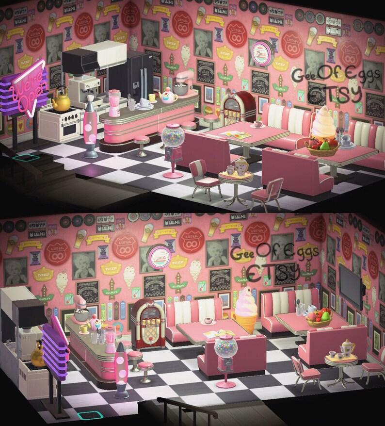 Diner Restaurant Furniture Sets Animal Crossing New Horizons Etsy