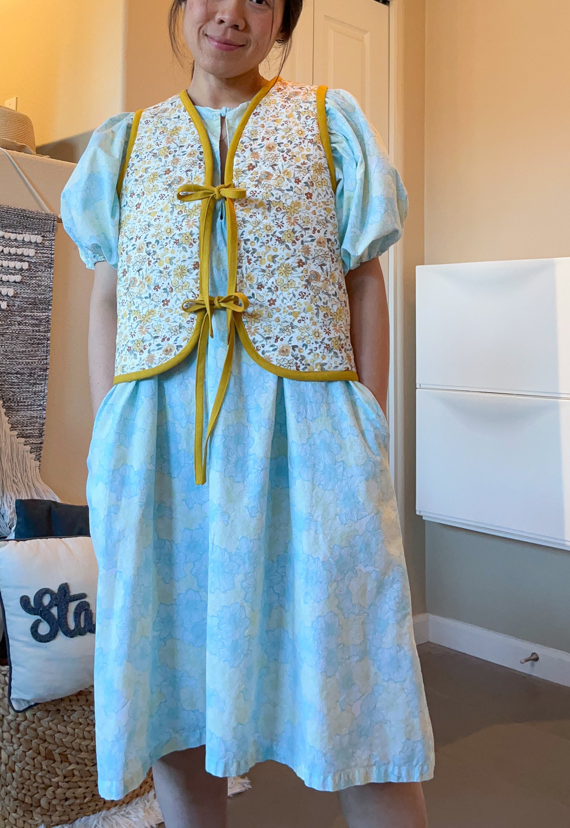 Quilted Vest, **reversible Quilted Vest**, Quilted Front Tie Vest