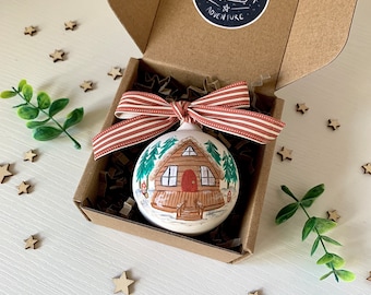 Camping Christmas Ornament | Christmas bauble | Cabin holiday memories | Personalised Christmas decoration | Christmas holidays