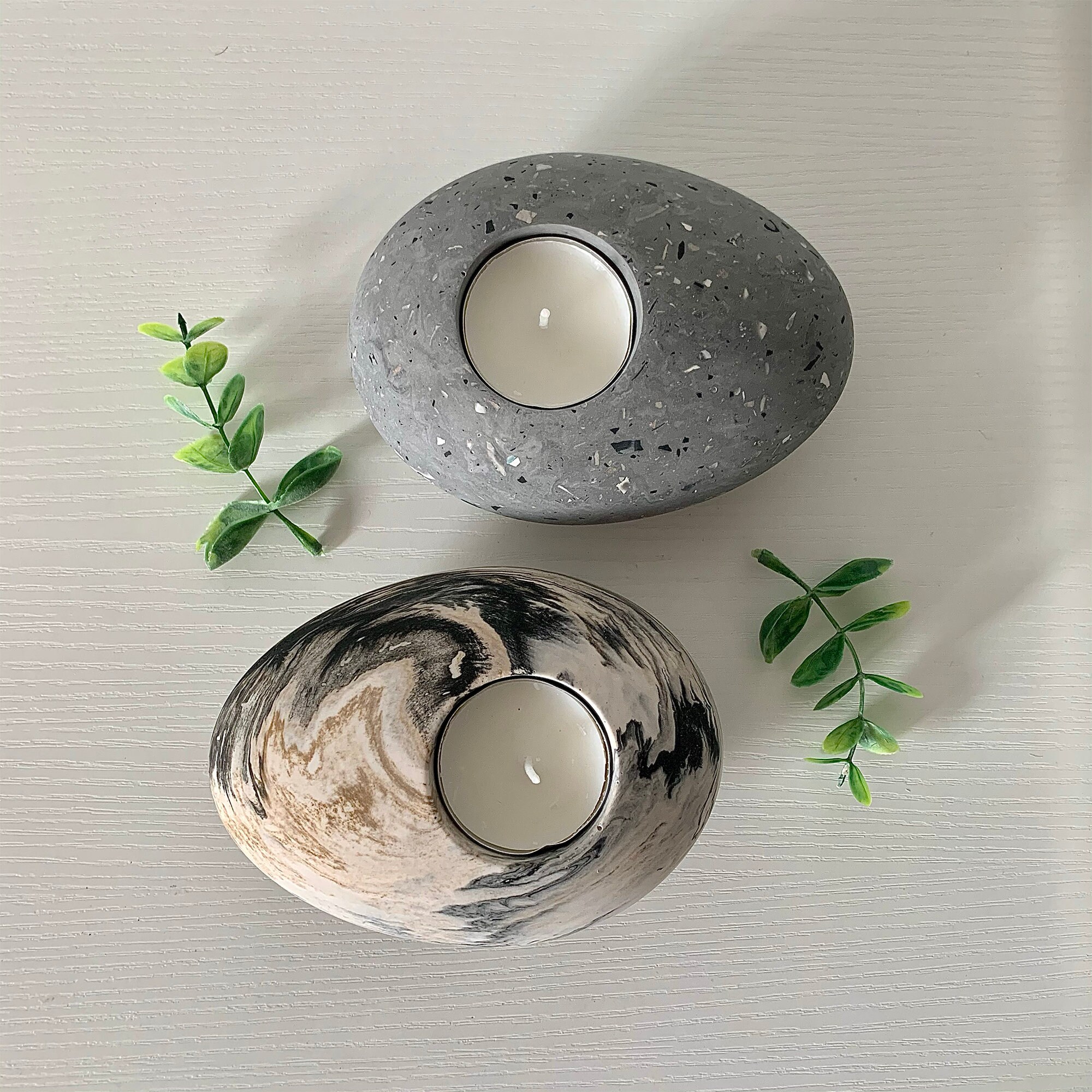 Pebble Jesmonite Candle Holders / Terrazzo Candle Holder / Etsy