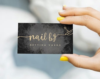 Carte de visite Lux Nail Tech avec code QR, carte de visite personnalisée de manucure, cartes de visite imprimables de manucure de salon de beauté