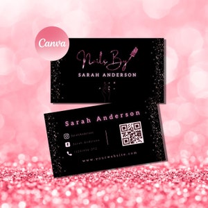 Modello di biglietto da visita stilista per unghie boss manicurista, download istantaneo elegante biglietto da visita tecnico per unghie salone di bellezza per artista delle unghie, codice Qr