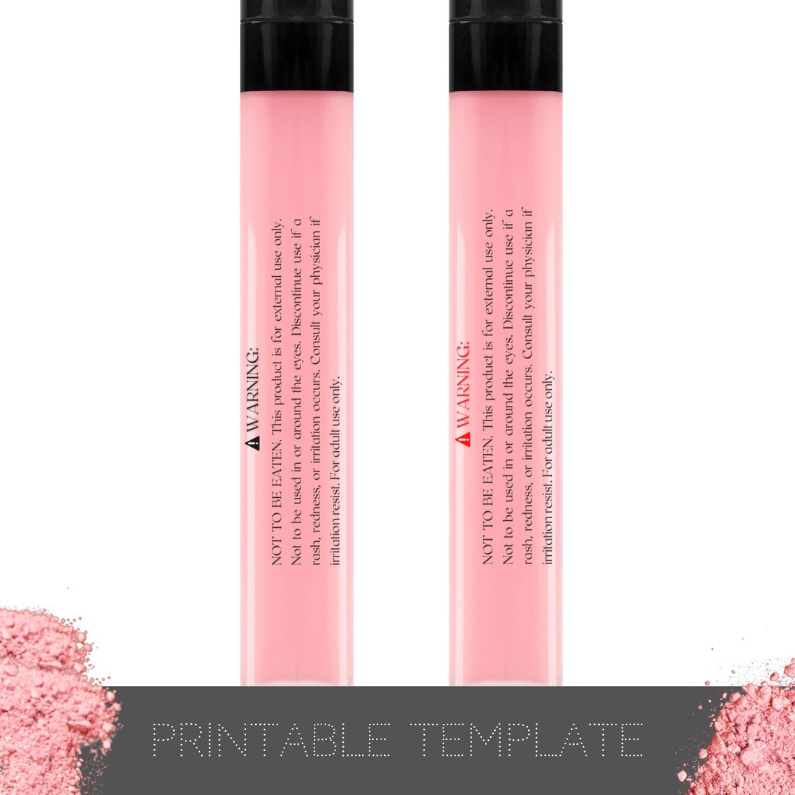 Lip Gloss Warning Label Template, Digital Warning Sticker for Lipgloss