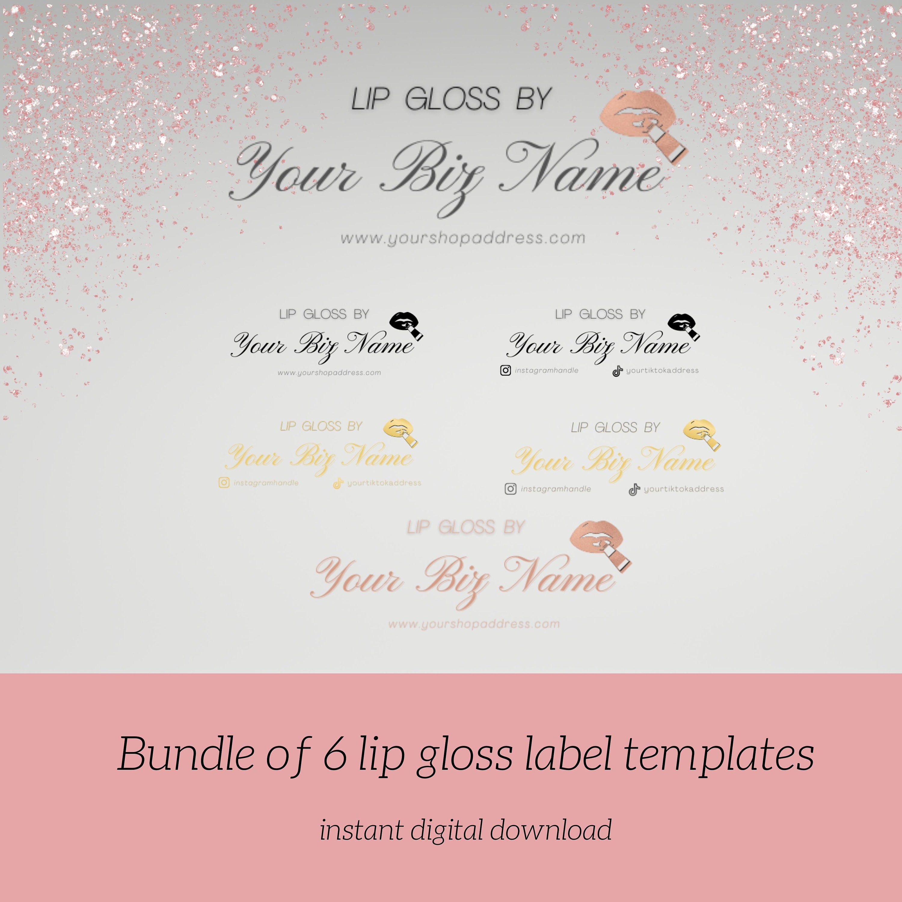Custom Clear Lip Gloss Labels Template 6 Rose Gold Black Lipgloss Custom Clear Lip Gloss Labels Template 6 Rose Gold Black Lipgloss