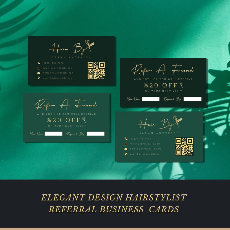 REFERRAL Card Template, Emerald Green Loyalty Cards, Custom Refer A ...