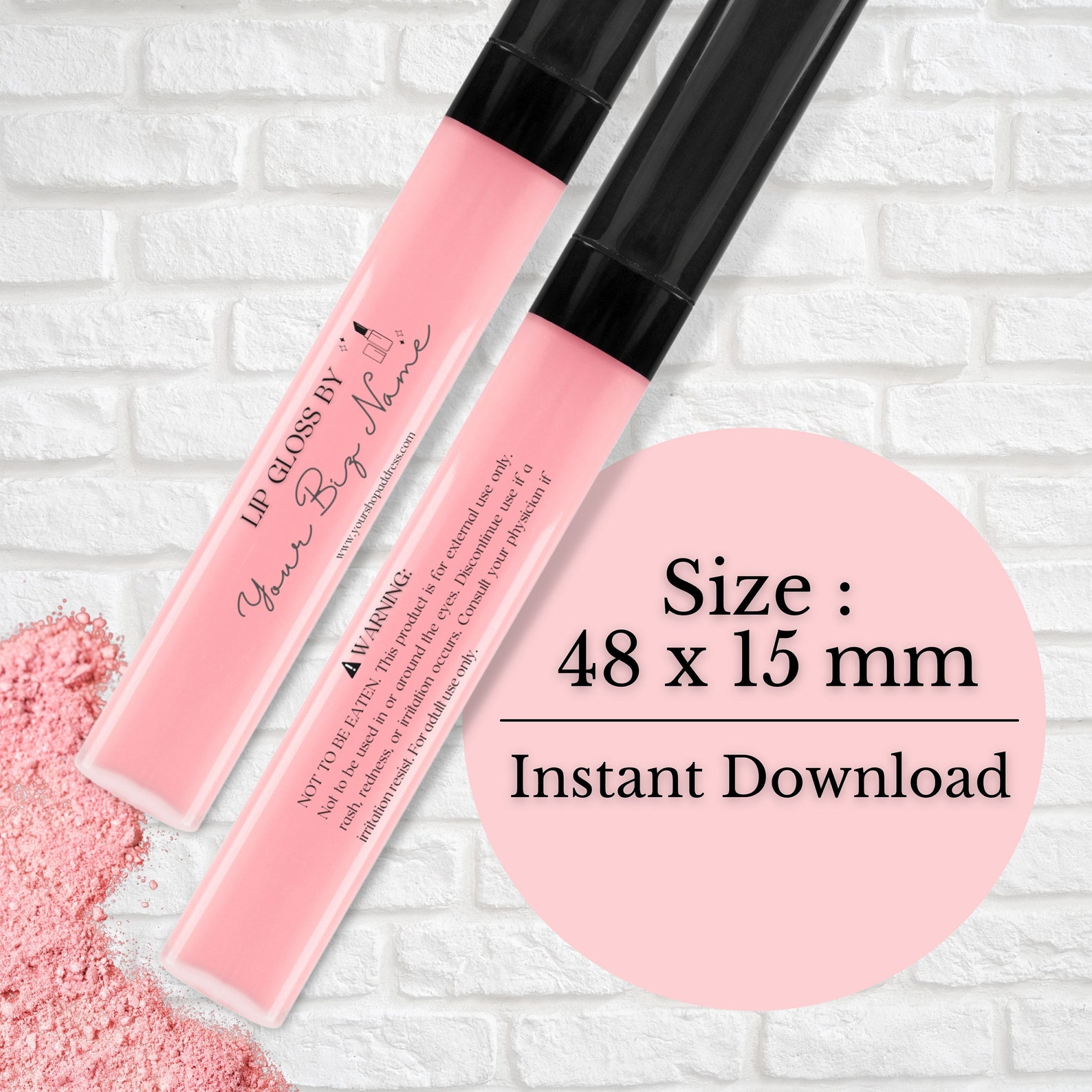 Custom Lip Gloss Label Template, Printable Lipgloss Warning Label ...