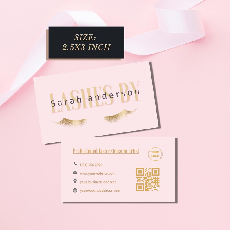 Modern Eyelash Business Card Template Instant Download Canva Etsy
