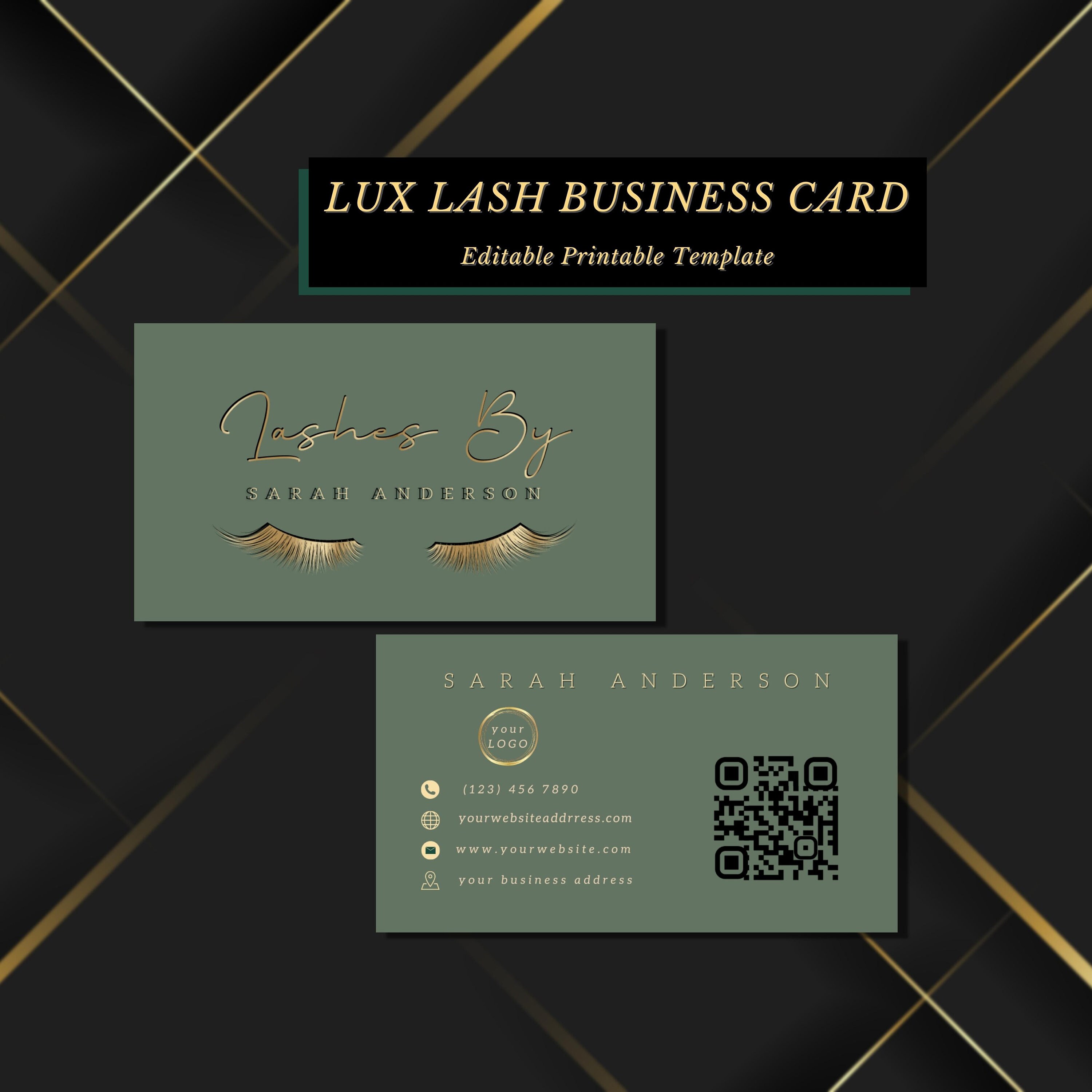 High End Lash Business Card Classy Gold Green Eyelash - Etsy