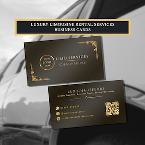 Elegant Driving Business Cards Template, Lux Limousine Rental Services Business Card, Driver Business Card Template, Limo Chauffeur Services