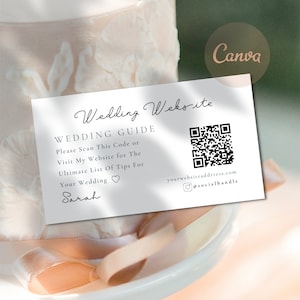 Minimalistische Hochzeits-Website-Einsteckkarte mit QR-Code druckbare Anlage Kartendetails QR-Code-Einsteckkarte Scan-Zeremonie-Informationsanlage