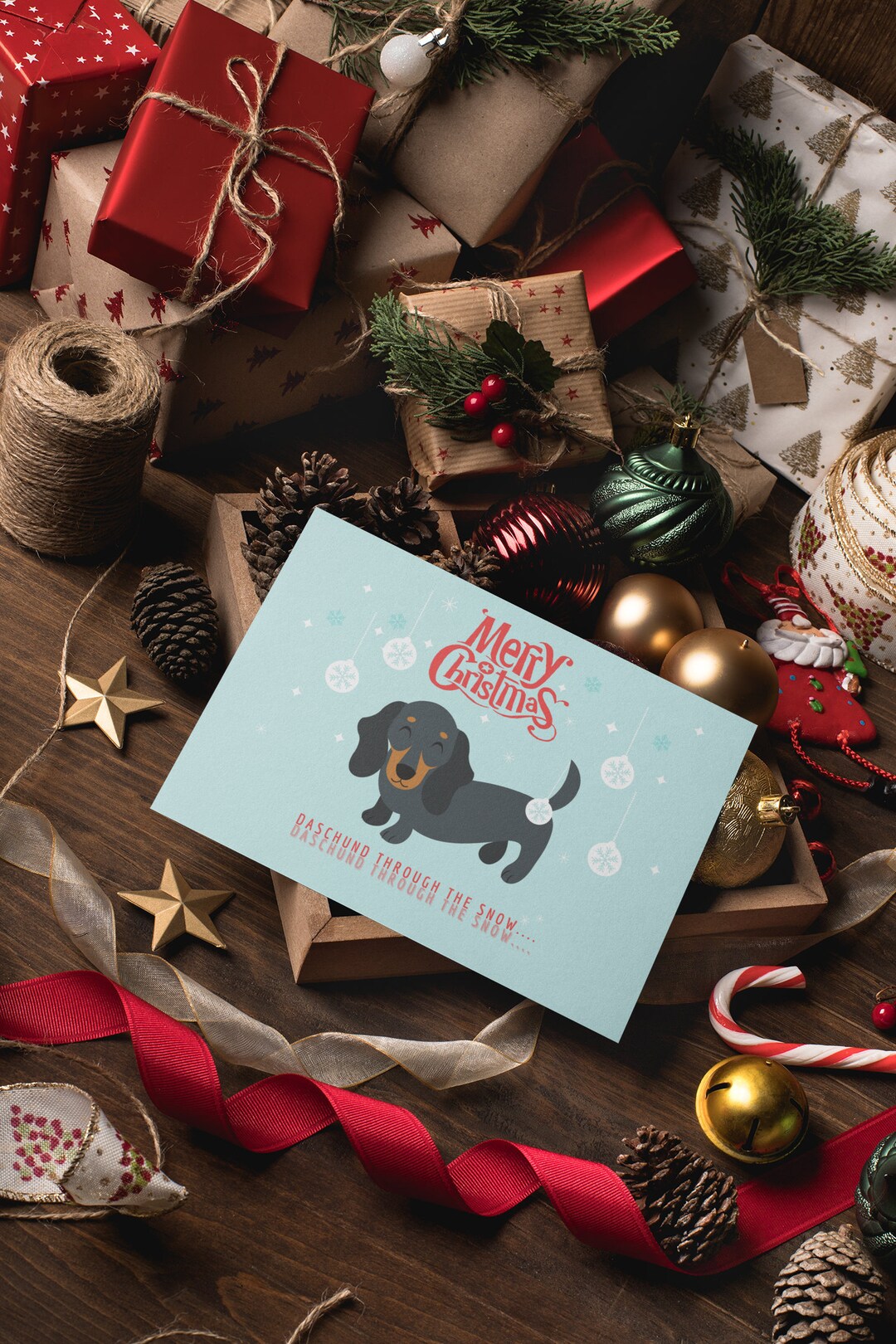 Daschund Christmas Card Digital Download, Dog Mom Card Printable ...