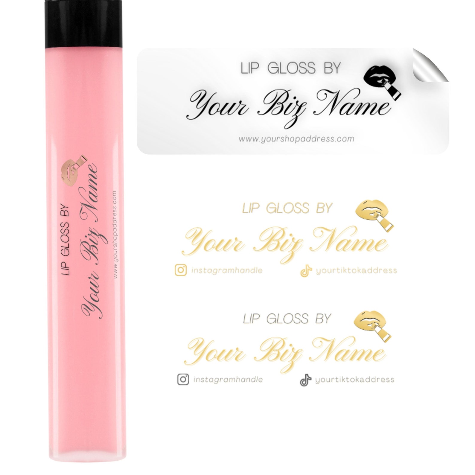Printable Lip Gloss Labels, Downloadable Lip Gloss Label Template