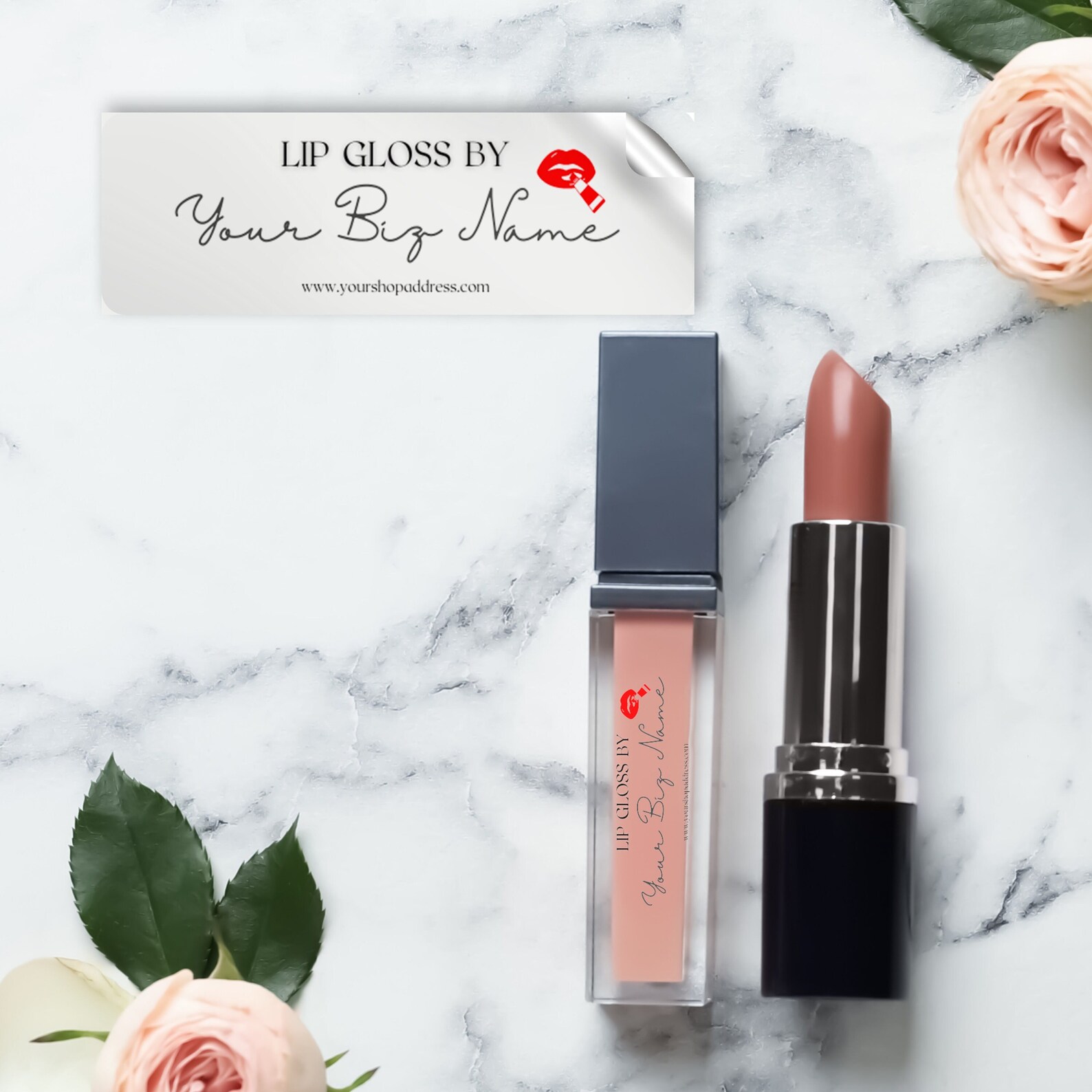Lip Gloss Label Template, Editable DIY Cosmetic Label, Lip Gloss