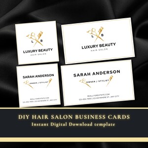 BARBER BUSINESS CARDS, Modern Lux Barber Business Card Template Design, Unique Hair Stylist Business Card Barbershop Hairstylist Square Card