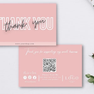 Qr Thank You Business Card Template, Thank You For Supporting My Small Business, Printable Thank You Note Packaging Inserts, Customer Review