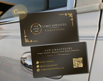 Limousine Business Card, Custom Event Service Card, Driver Business Cards, Limo Flyer Transport Business Card, Limo Service Template Qr Code