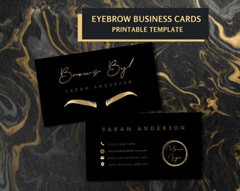 Eyebrow Business Cards Template, Editable Printable Eyebrow Artist Business Cards With Logo, QR Code, Brow Artist Referral Card Beauty Salon