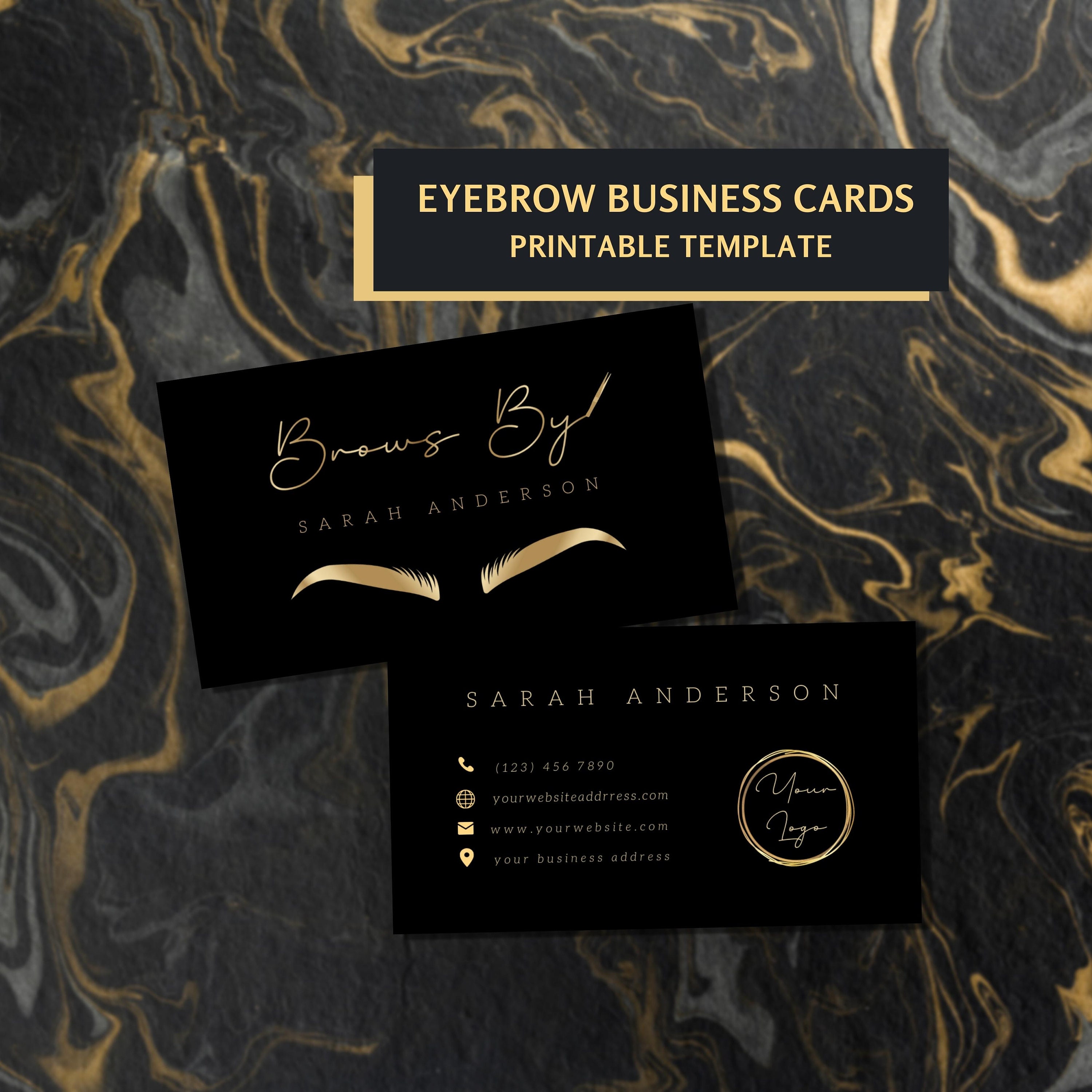 Eyebrow Business Cards Template, Editable Printable Eyebrow Artist